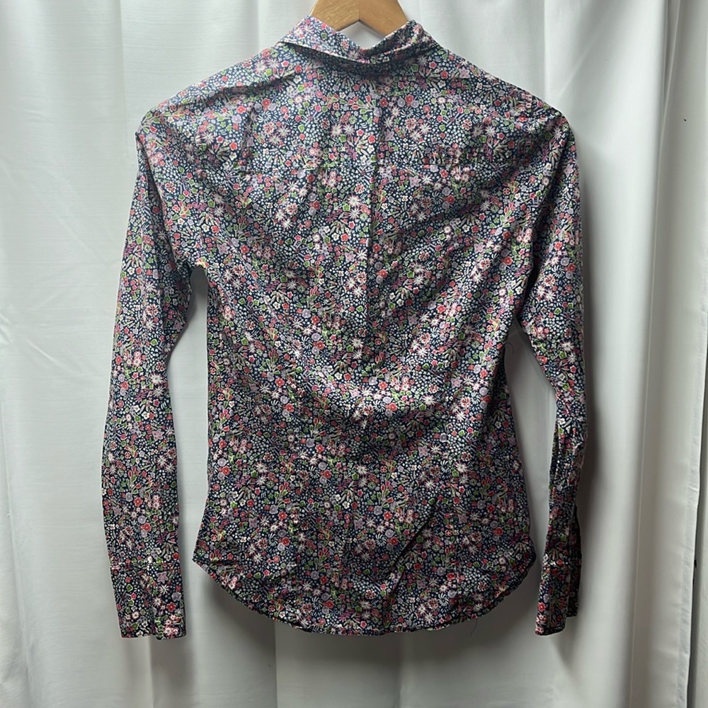 J Crew Liberty Purple Blue Floral Button Down Blouse- 00 - Picture 6 of 6
